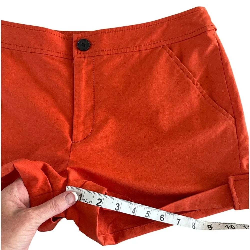 Derek Lam 10 Crosby Orange Cotton Blend Cuffed Shorts Womens‎ Size 10 Chic